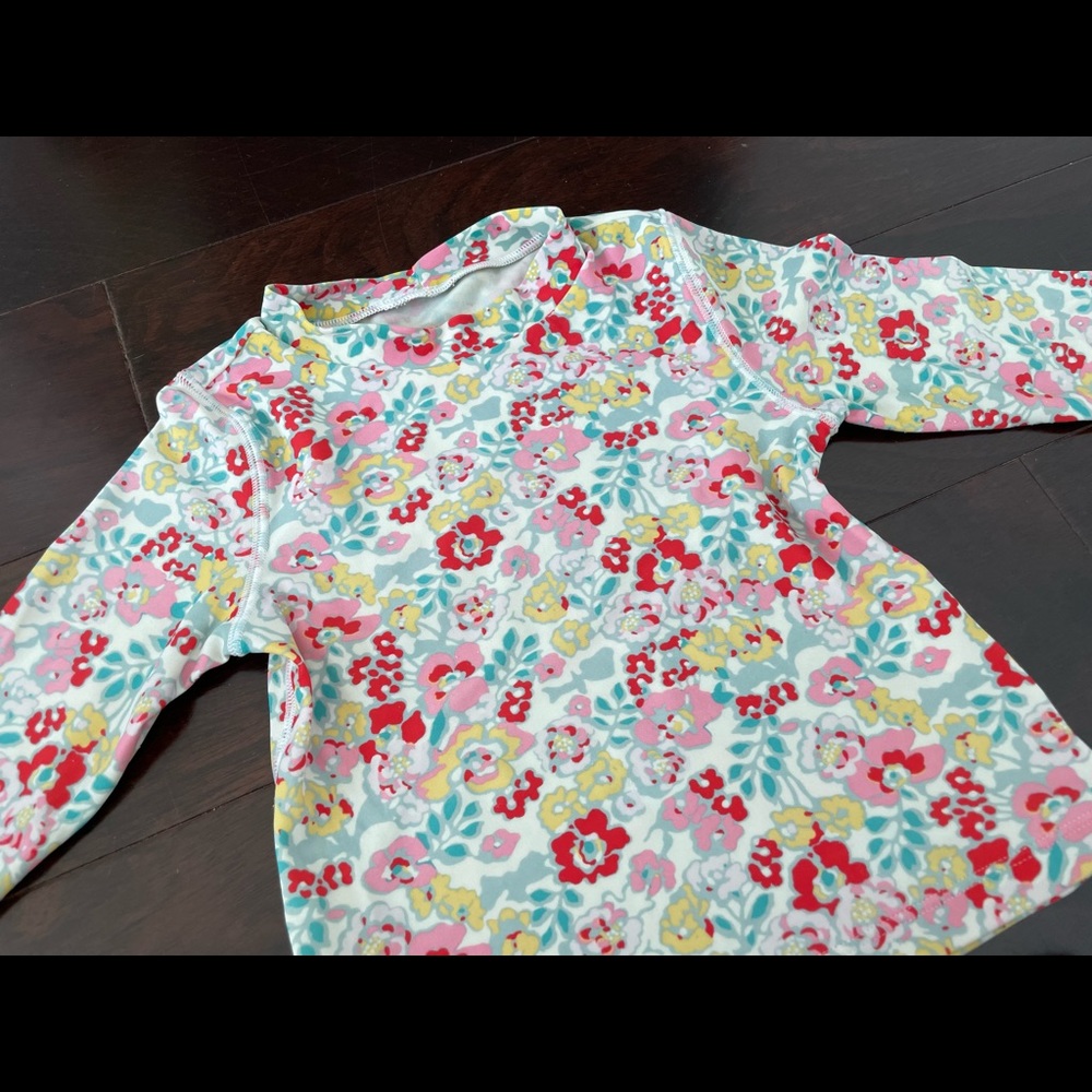 J Crew floral long sleeve swim rash guard set, size 3